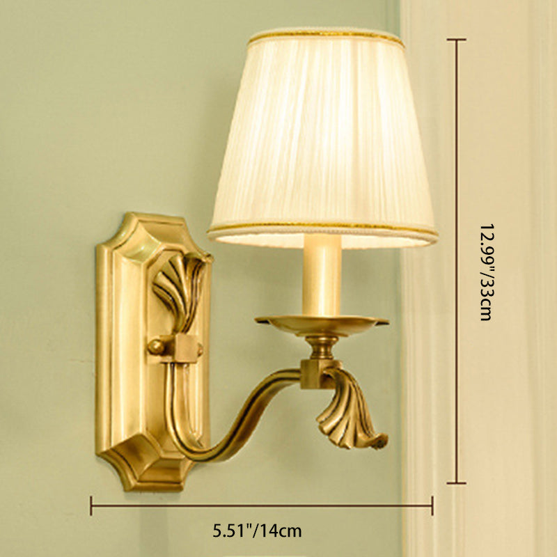 Brass Striped Fabric Candle Wall Lamp