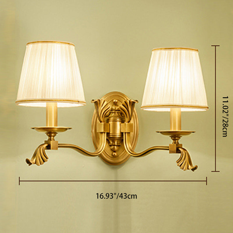 Brass Striped Fabric Candle Wall Lamp