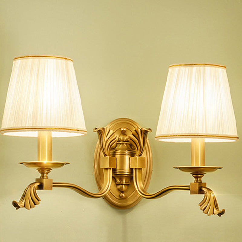 Brass Striped Fabric Candle Wall Lamp