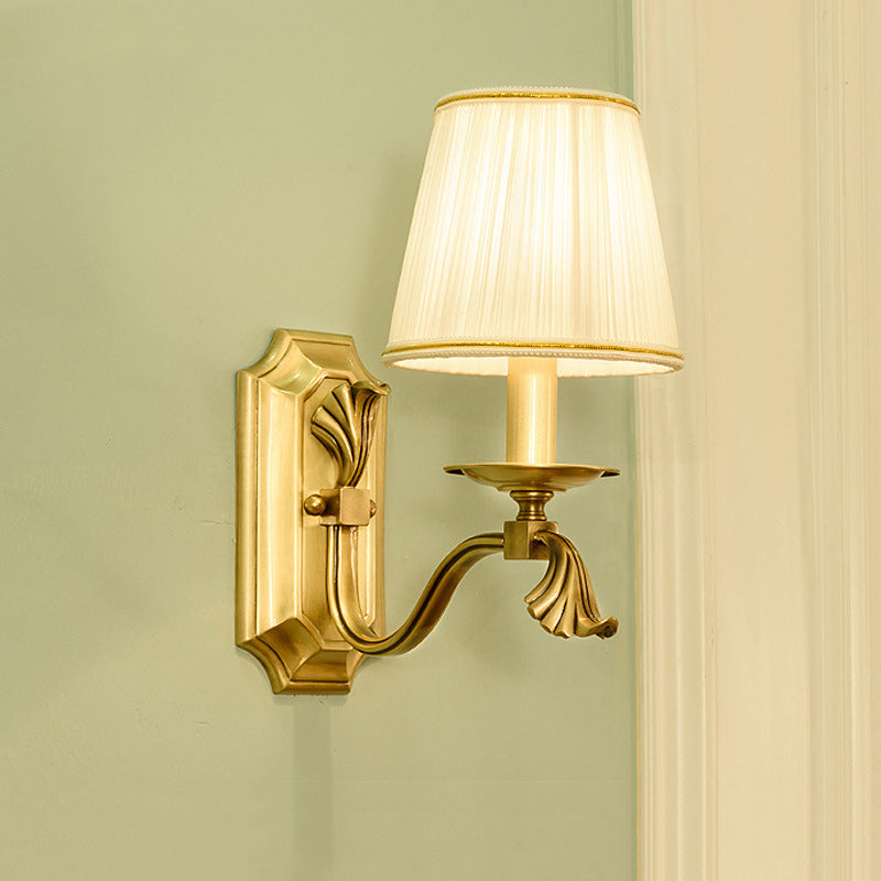Brass Striped Fabric Candle Wall Lamp