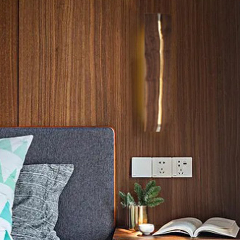 Solid Wood Resin Rectangular Wall Lamp