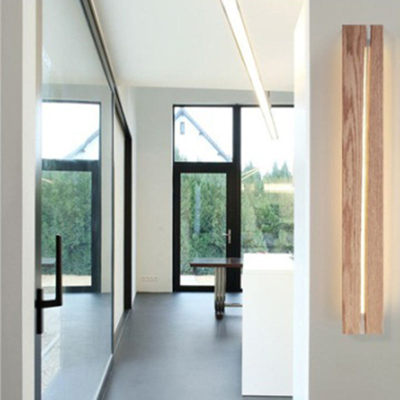 Solid Wood Resin Rectangular Wall Lamp