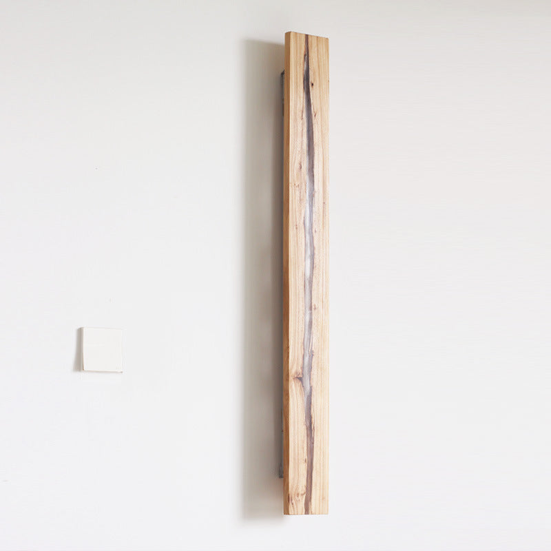 Solid Wood Resin Rectangular Wall Lamp