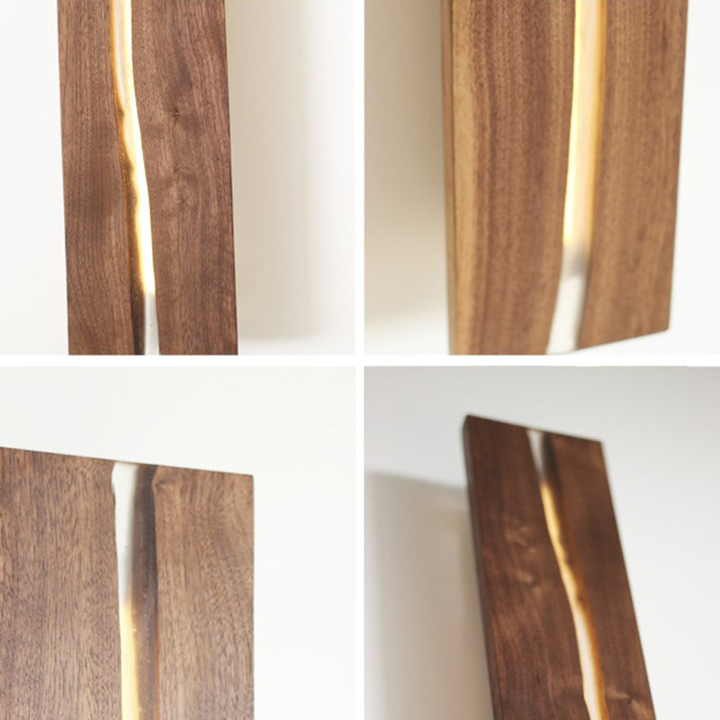 Solid Wood Resin Rectangular Wall Lamp