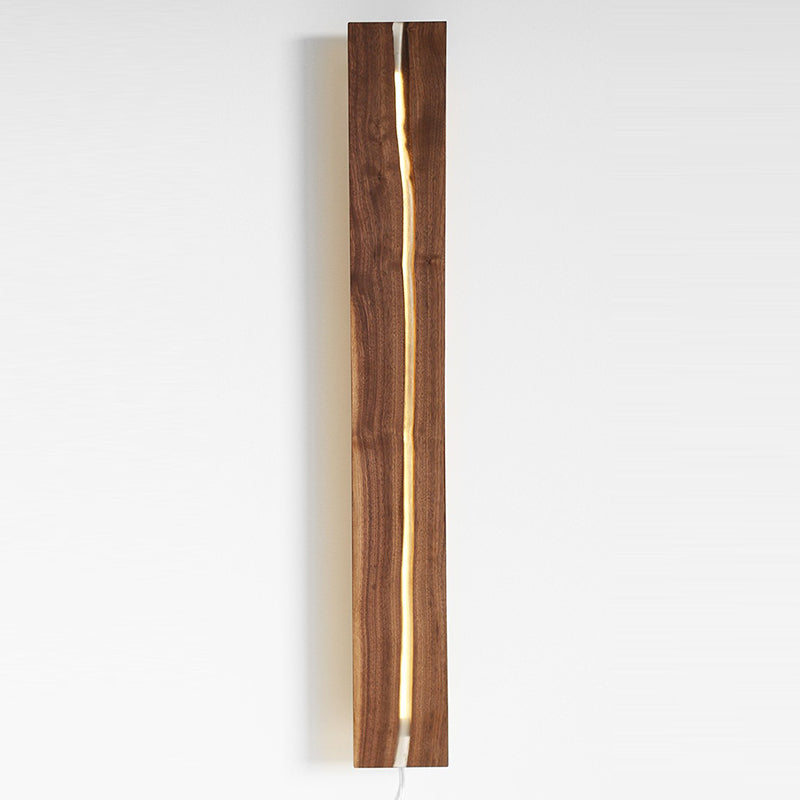 Solid Wood Resin Rectangular Wall Lamp