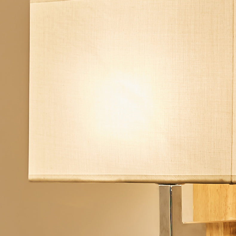 Iron Wood Fabric Rectangular Wall Lamp
