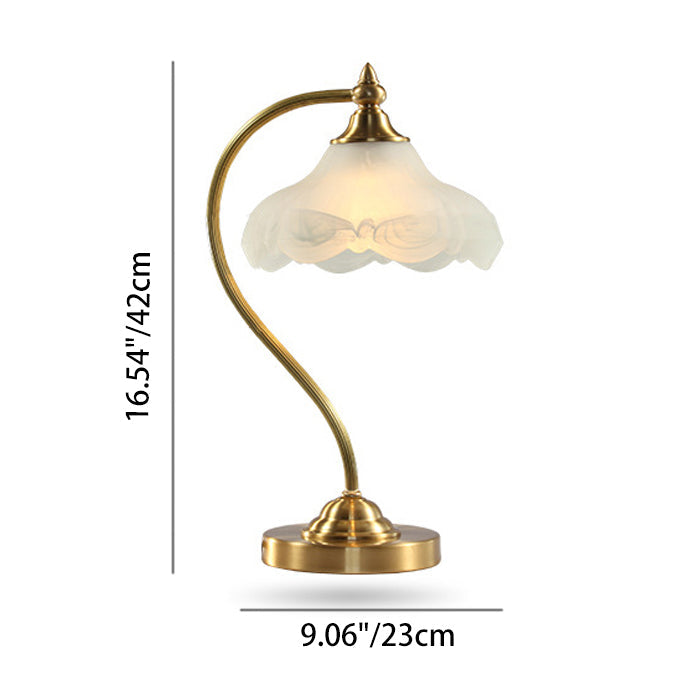 Brass Glass Floral-Shaped Living Table Lamp