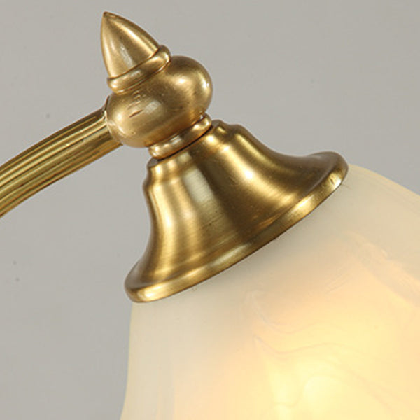 Brass Glass Floral-Shaped Living Table Lamp