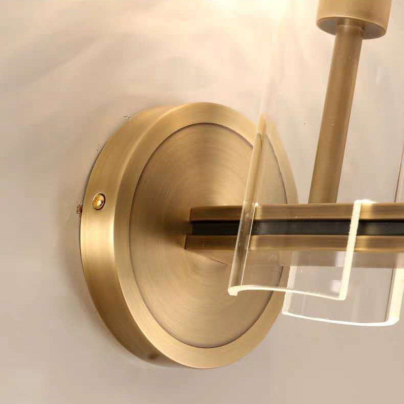 Brass Glass Cylindrical Candelabra Wall Lamp