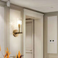 Brass Glass Cylindrical Candelabra Wall Lamp