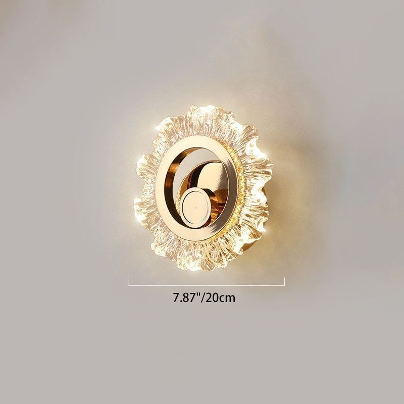 Metal Acrylic Sunflower Round Wall Lamp