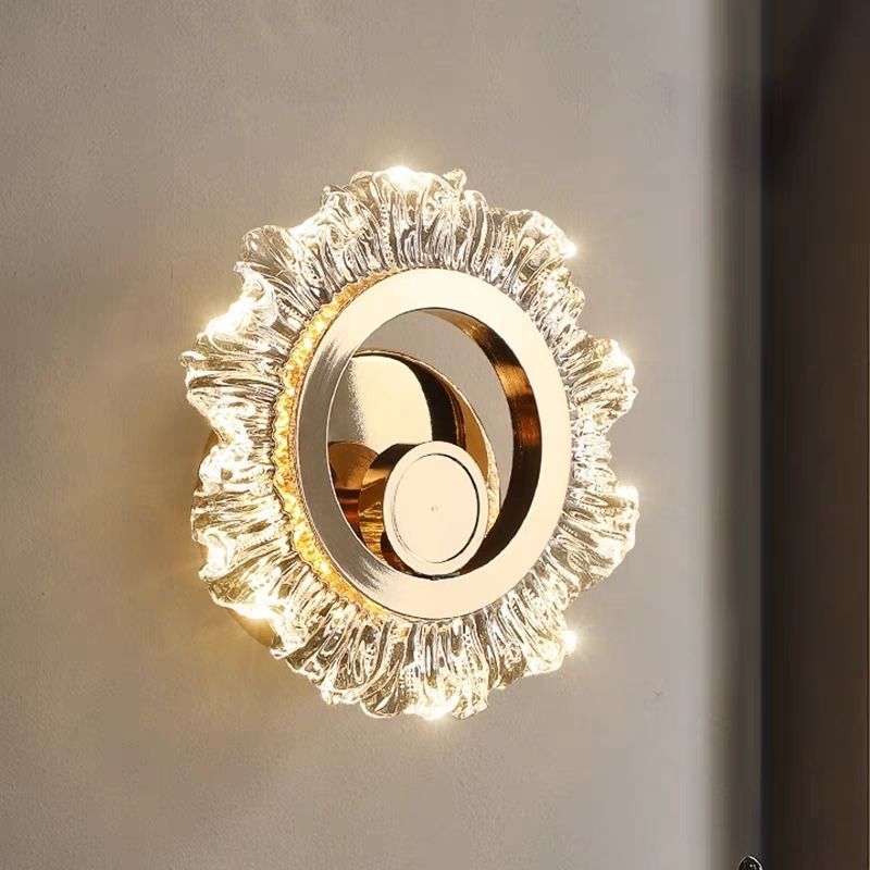 Metal Acrylic Sunflower Round Wall Lamp