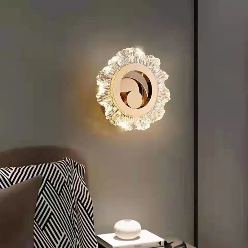 Metal Acrylic Sunflower Round Wall Lamp