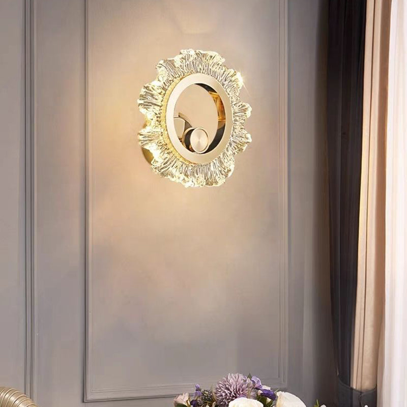Metal Acrylic Sunflower Round Wall Lamp