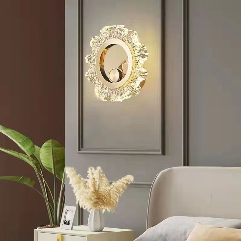 Metal Acrylic Sunflower Round Wall Lamp