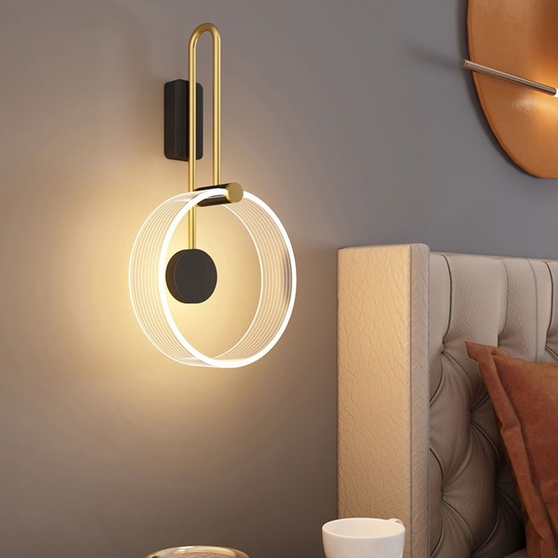 Metal Acrylic Round Bedroom Wall Lamp