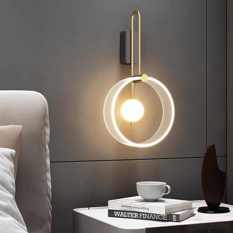 Metal Acrylic Round Bedroom Wall Lamp
