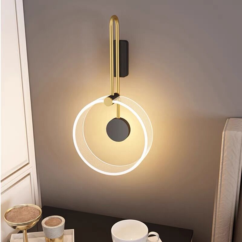 Metal Acrylic Round Bedroom Wall Lamp