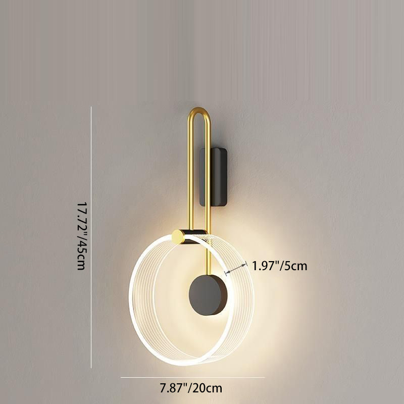 Metal Acrylic Round Bedroom Wall Lamp