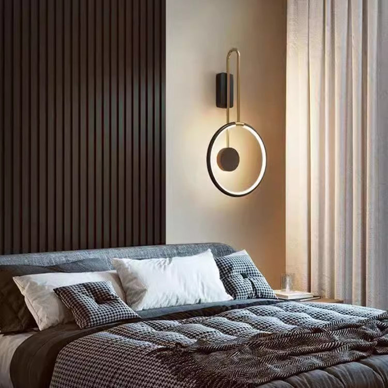 Metal Acrylic Round Bedroom Wall Lamp