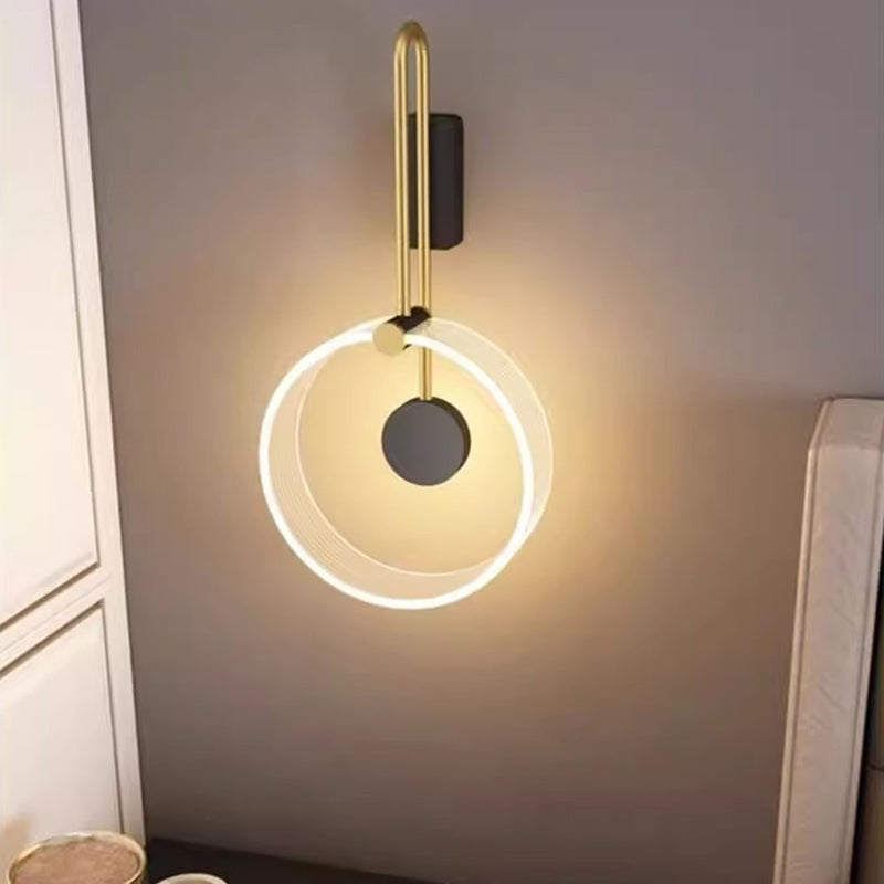 Metal Acrylic Round Bedroom Wall Lamp