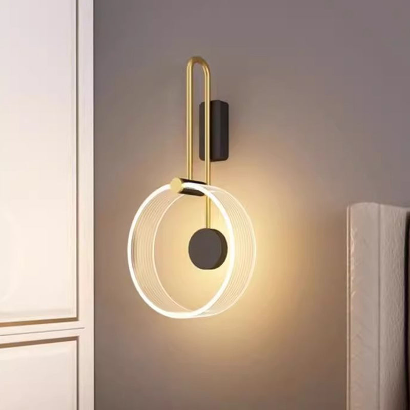 Metal Acrylic Round Bedroom Wall Lamp