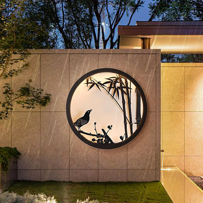 Iron Acrylic Round Courtyard Outdoor Light