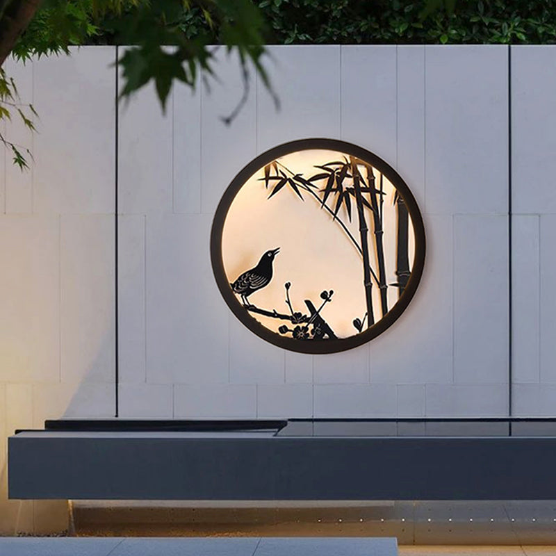 Iron Acrylic Round Courtyard Outdoor Light