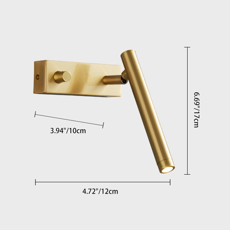 Brass Rectangle Cylinder Bedroom Wall Lamp