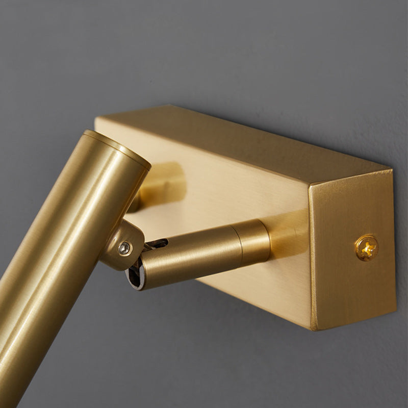 Brass Rectangle Cylinder Bedroom Wall Lamp