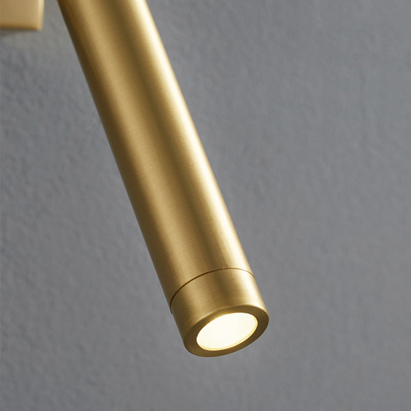 Brass Rectangle Cylinder Bedroom Wall Lamp