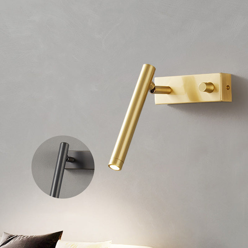 Brass Rectangle Cylinder Bedroom Wall Lamp