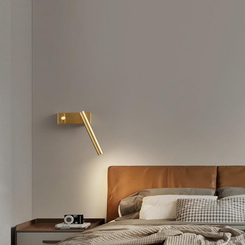 Brass Rectangle Cylinder Bedroom Wall Lamp