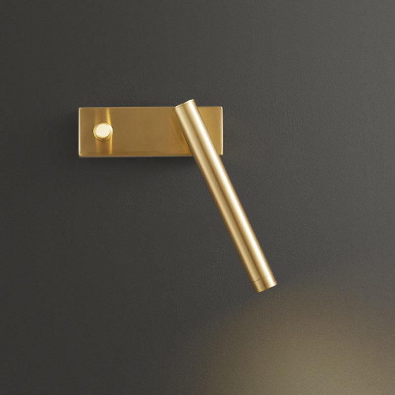 Brass Rectangle Cylinder Bedroom Wall Lamp