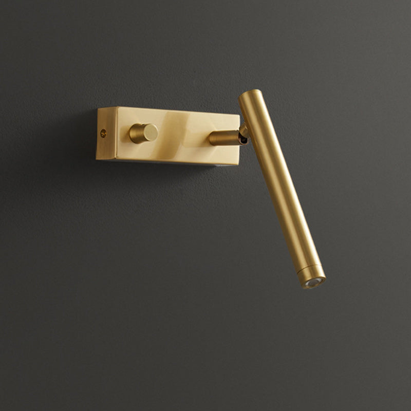 Brass Rectangle Cylinder Bedroom Wall Lamp
