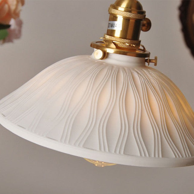 Brass Ceramic Cone Cord Wall Lamp