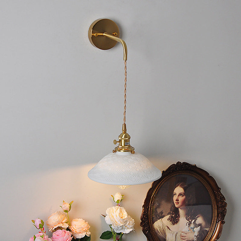 Brass Ceramic Cone Cord Wall Lamp