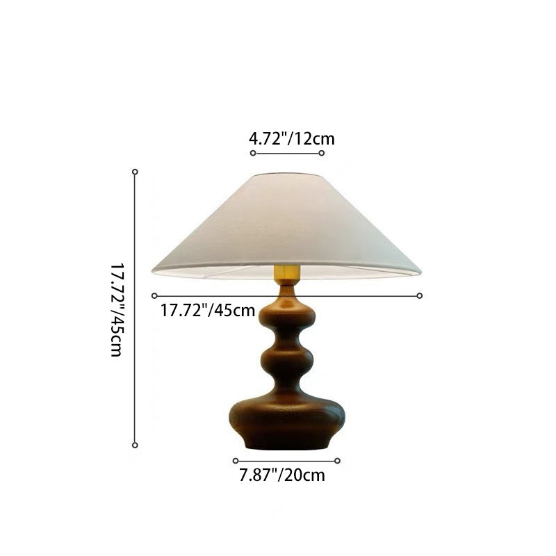 Ash Wood Fabric Gourd-Shaped Table Lamp