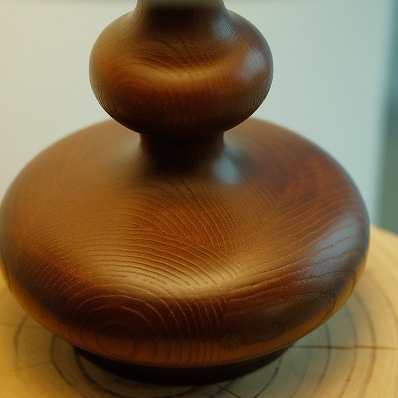 Ash Wood Fabric Gourd-Shaped Table Lamp