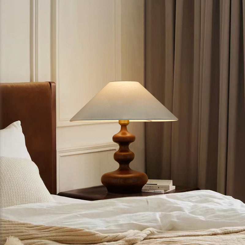 Ash Wood Fabric Gourd-Shaped Table Lamp