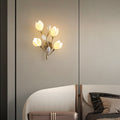 Iron Ceramic Magnolia-Shaped Bedroom 4-Light Wall Lamp