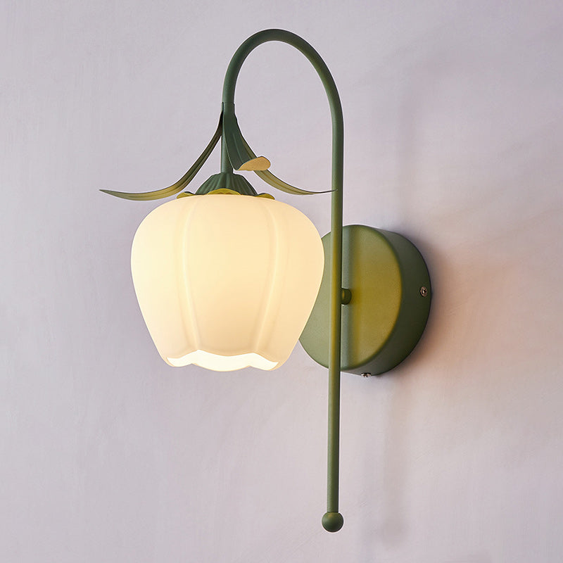 Iron Glass Acrylic Floral Wall Lamp