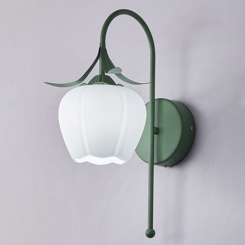 Iron Glass Acrylic Floral Wall Lamp