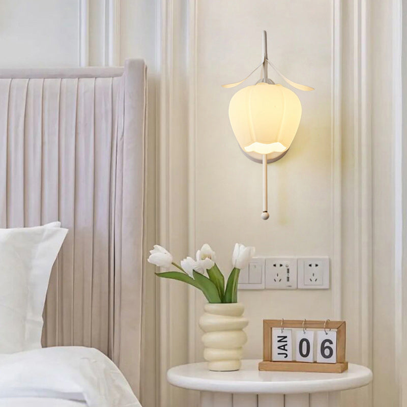 Iron Glass Acrylic Floral Wall Lamp