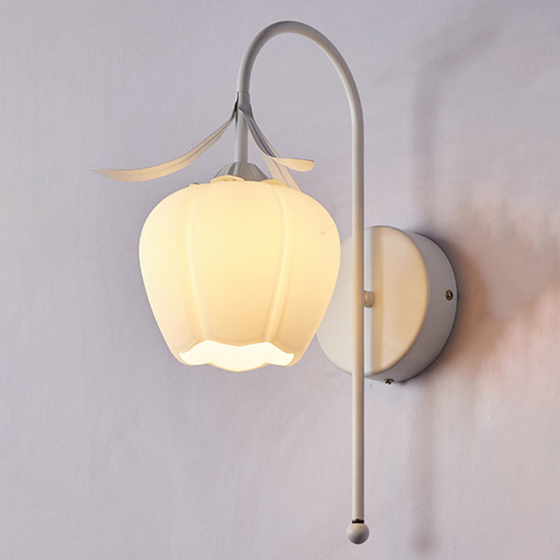 Iron Glass Acrylic Floral Wall Lamp