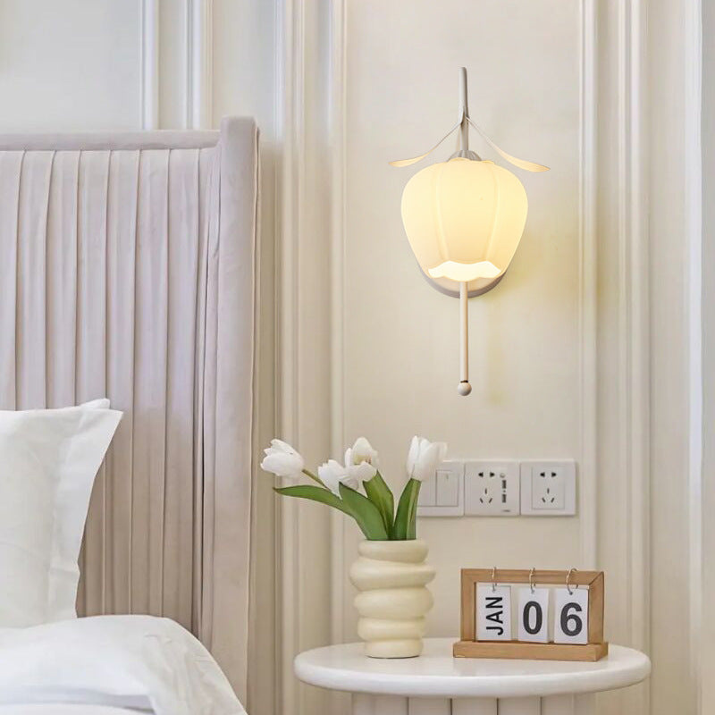 Iron Glass Acrylic Floral Wall Lamp