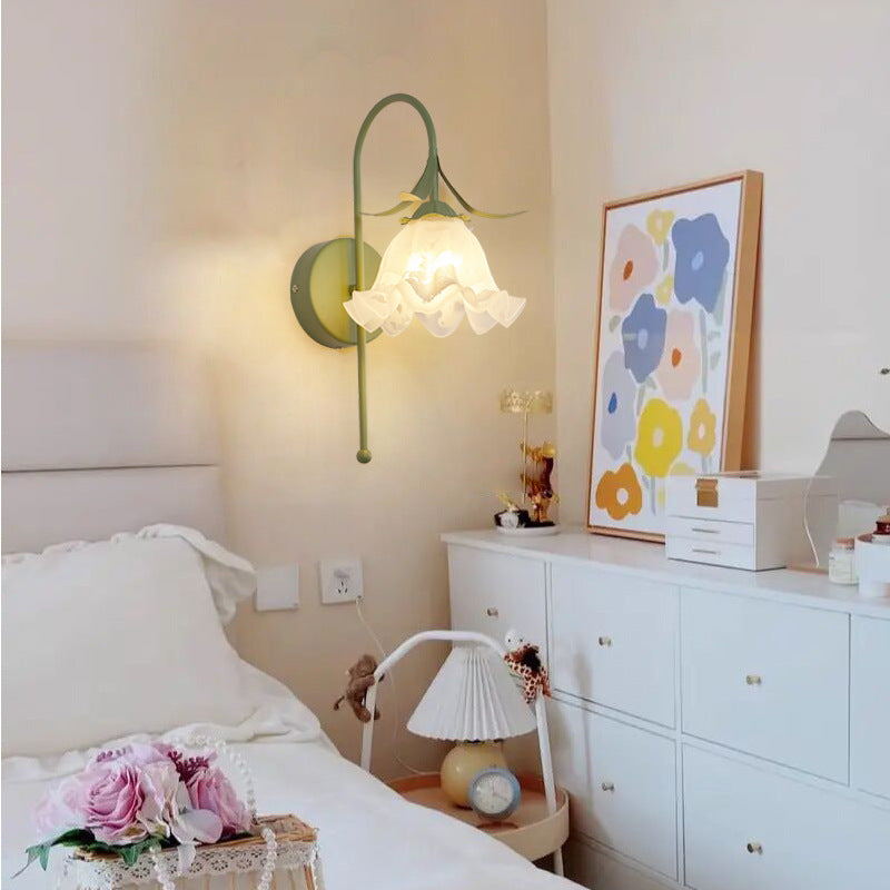 Iron Glass Acrylic Floral Wall Lamp
