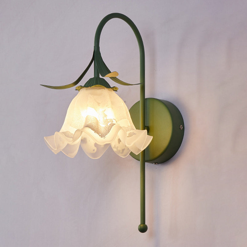 Iron Glass Acrylic Floral Wall Lamp
