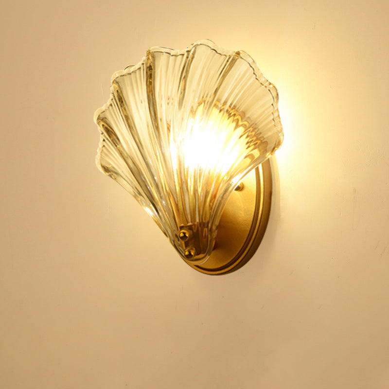 Iron Glass Shell Shape Wall Lamp