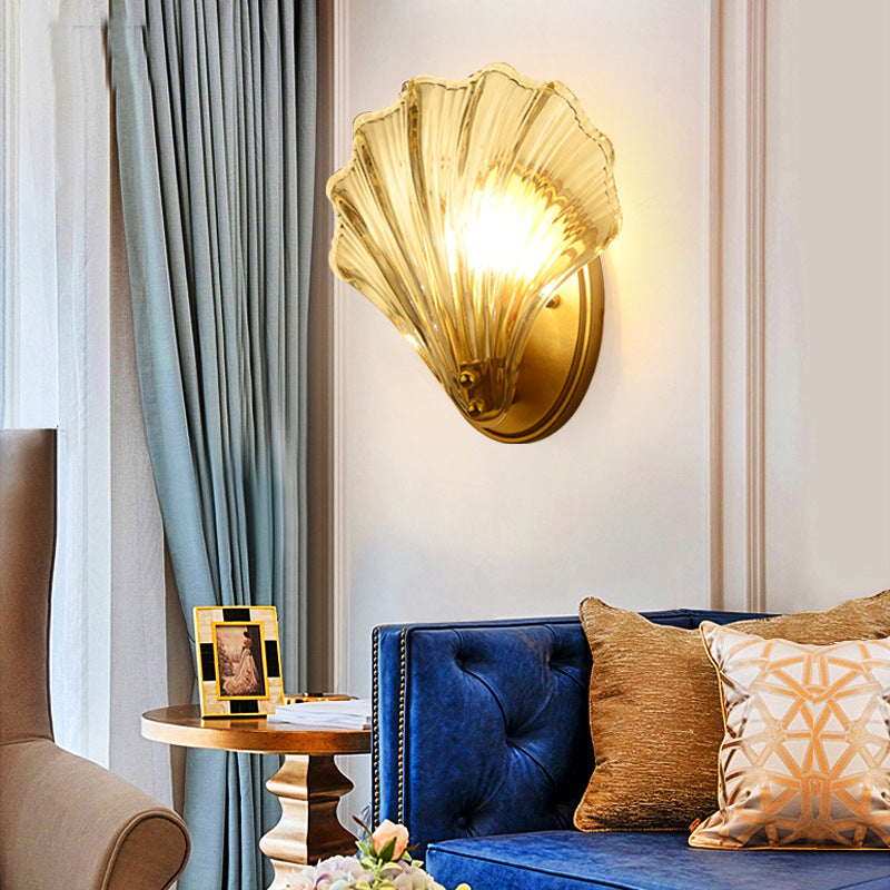 Iron Glass Shell Shape Wall Lamp